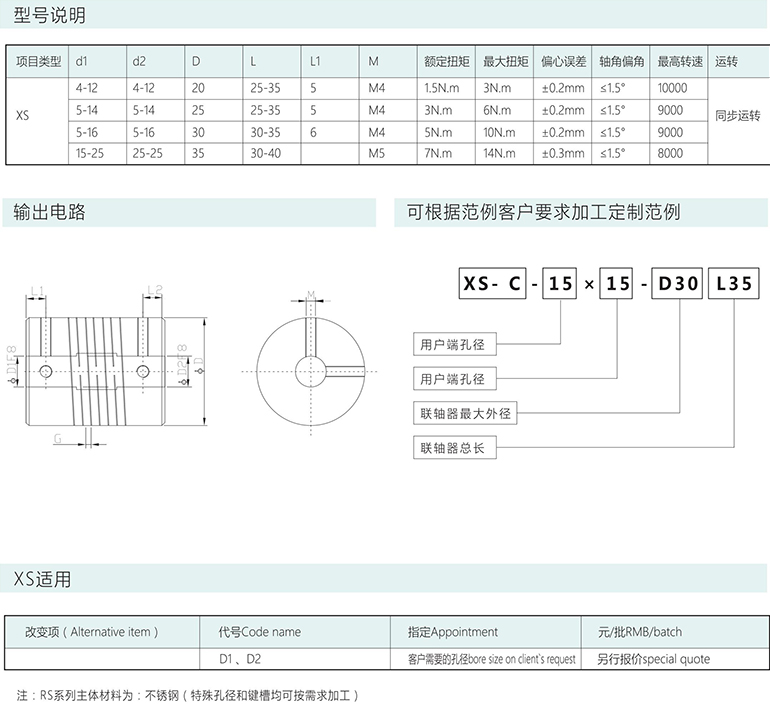 XS系列线性顶丝联轴器